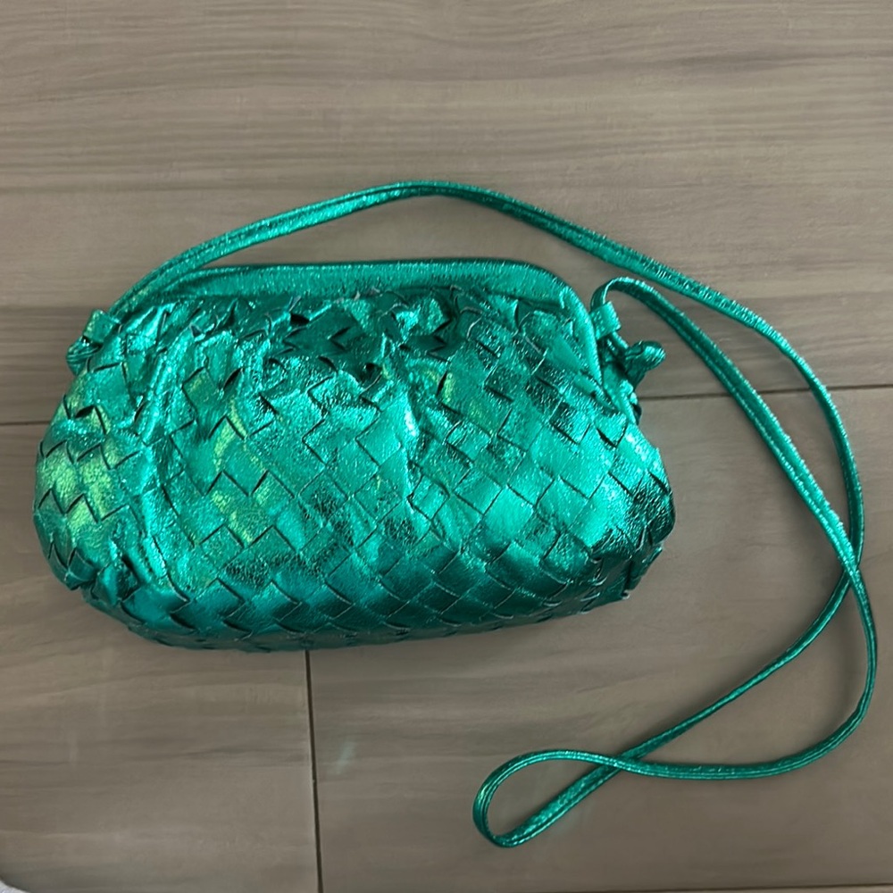 NWOT | Leather Green Woven Crossbody Bag